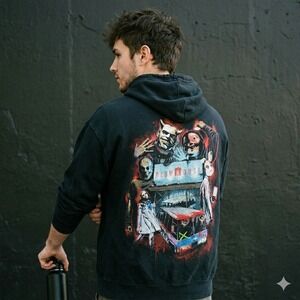 Universal Studios Halloween Horror Nights Hoodie Mens Large Black 2024 Full Zip